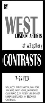 CONTRASTS art exhibition at W3 Gallery February 2013, artists reflecting skills and crafts of 21st century practices. Web page and opinions by director Isabella Wesoly; links art space and artists and All Bright Club Ltd.