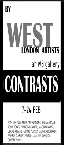 CONTRASTS art exhibition at West 3 Gallery February 2013, local artists reflecting skills and crafts of 21st century practices. Web page and opinions by Isabella Wesoly; links to West Three art space and artists